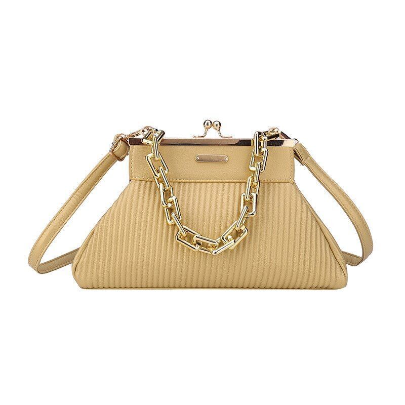 Elegant Clutch Shoulder Bag Chain Handle Handbag Pleated Shoulder Bag 18*31*11CM