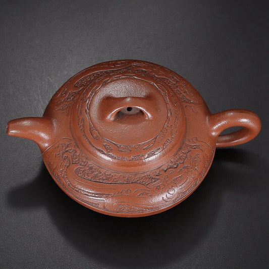 Vintage Chinese Yixing Purple Clay Teapot Zisha Ceremony Carving Collectible Art
