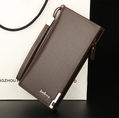 Men's Bifold Leather Wallet Long Zip Clutch Purse Credit ID Card Holder Handbag
