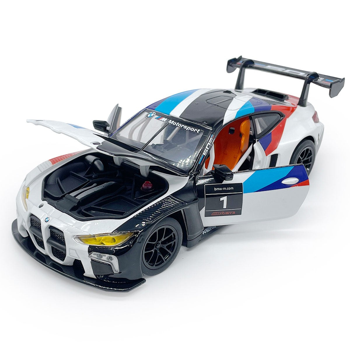 1/24 2022 BMW M4 GT3 Model Car Diecast Toy Cars Toys for Boys Kids Gifts White