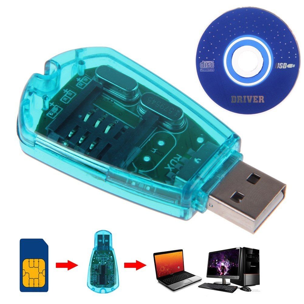 Portable PC GSM Devices Phone SIM Card Reader & Drive For Windows XP/Vista/7 v