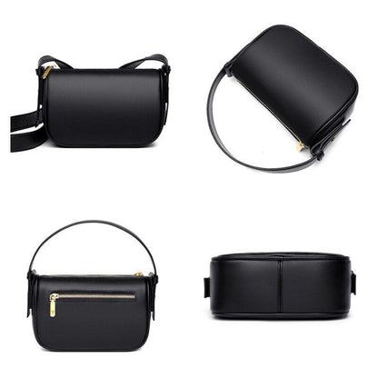 Shoulder Crossbody Tote Genuine Leather Bag Casual Simple Small Handbag Nylon