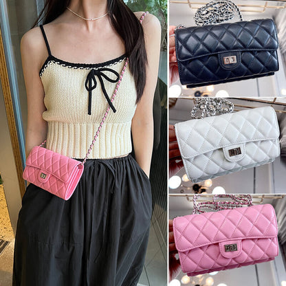 Quilted Lambskin Leather Wallet Chain Purse Phone Clutch Crossbody Shoulder Bag