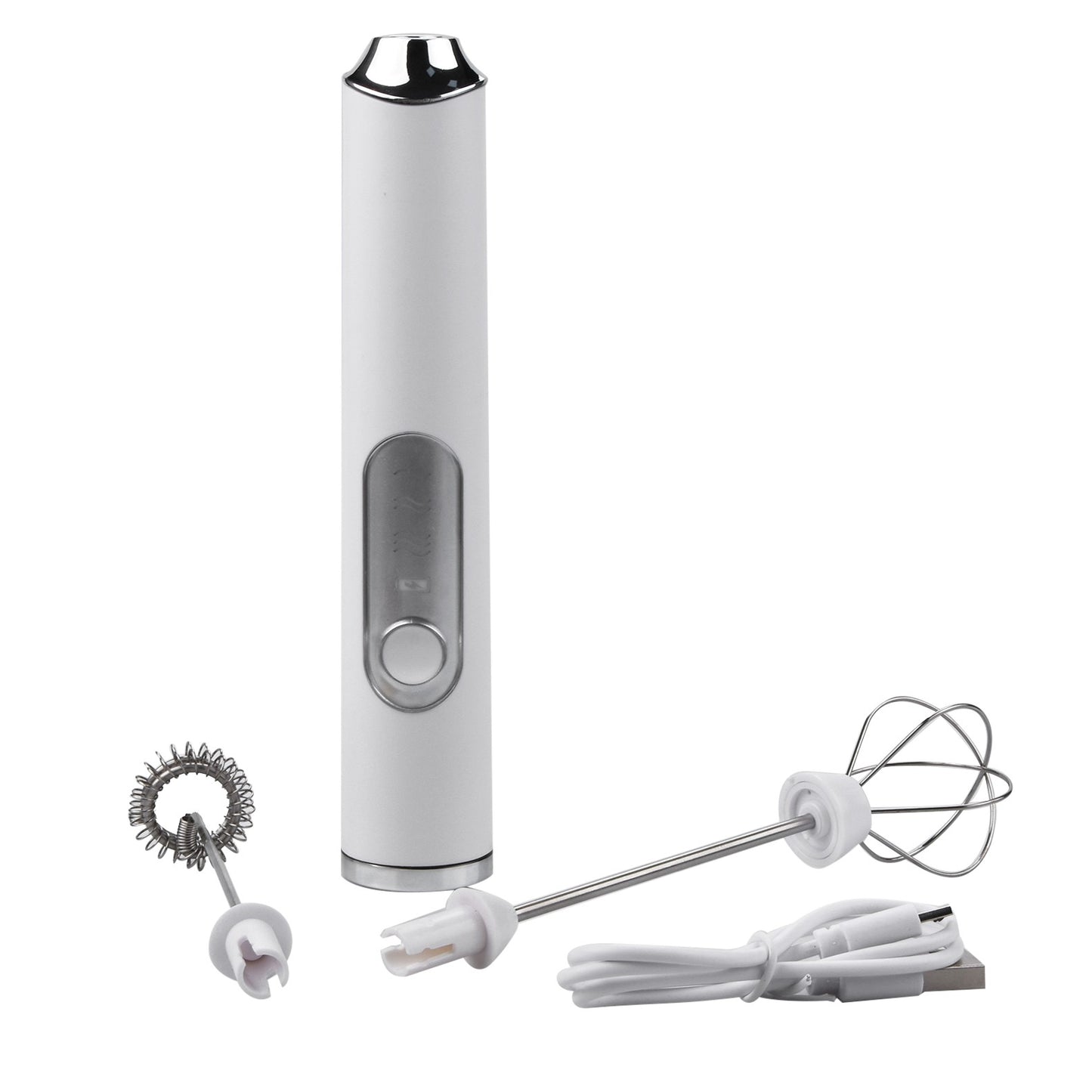 White Mini Electric Foamer Milk Frother Egg Beater Stirrer Whisk Mixer Tool qq