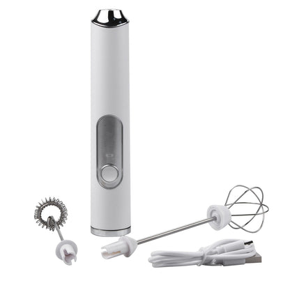 White Mini Electric Foamer Milk Frother Egg Beater Stirrer Whisk Mixer Tool qq