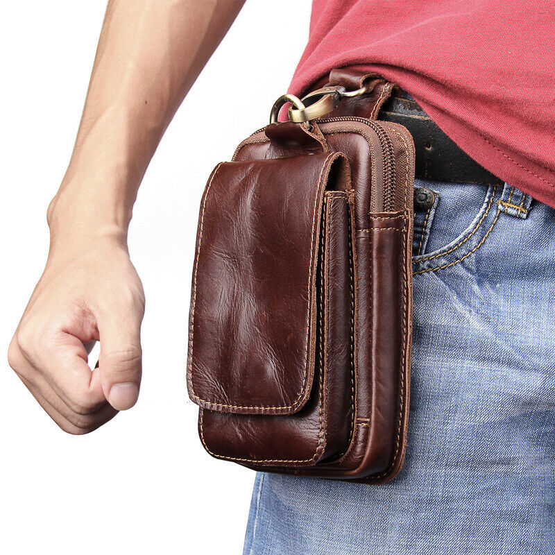 2020 Mens Belt Pouch Clip Wallet Leather Bags Fanny Waist Pack Cell Phone Clutch