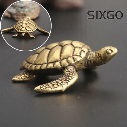 Ornaments Pure Copper Solid Small Turtle Tea Pet Bronze Handle Gift Antiques