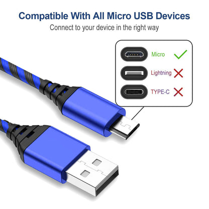2x Micro USB Charging Cable 3/6/10ft Data Charge Cord For Galaxy A3 A5 A7 A8 A01