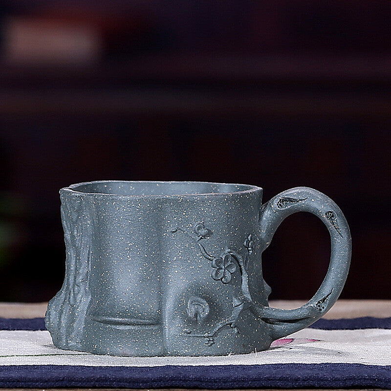 one cup 80ml true yixing zisha purple clay marked tea cup with handle handmade