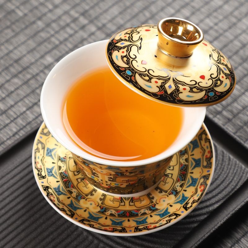 Tangka Gold & Silver Inlay Suspension Gaiwan 150ml Master Handmade Tea Bowl