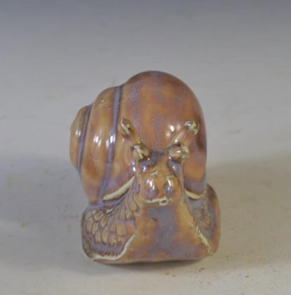 3.1" Collect Chinese Porcelain Brown Glaze Lovable Animal Snail Water-drop