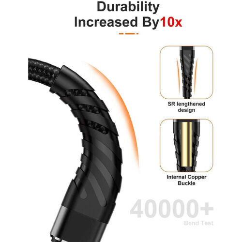 Braided Fast Charger Cable Heavy Duty USB Cord For iPhone 14 13 12 11 X XR 8 7 6
