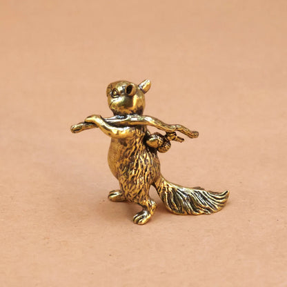 Squirrel Brass Animal Figure Home Decor Office Desk Decoration Ornament Craft