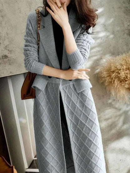 Cardigans Sweater Tops Suit Collar Long Sleeve Lady Winter Clothes Women