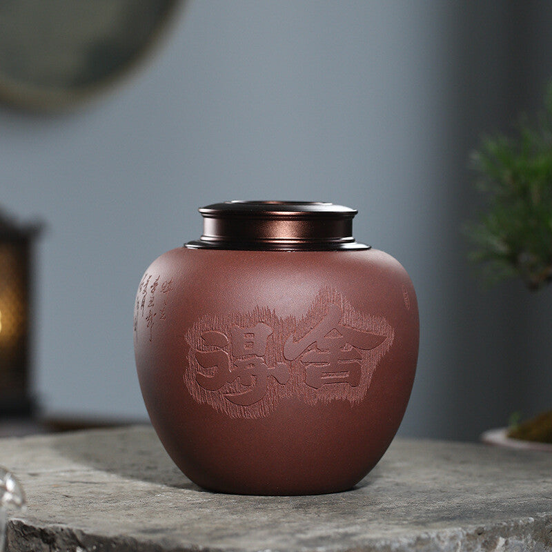 Sealed Tea Canister With Lid Chinese Yixing Zisha Purple Clay Awakening Tea Jar