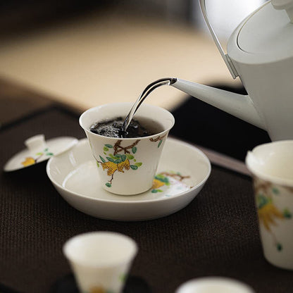 135ml Porcelain Hand Painted Tureen Tea Bowl Teacup Kung Fu Tea Set Tureen Decor