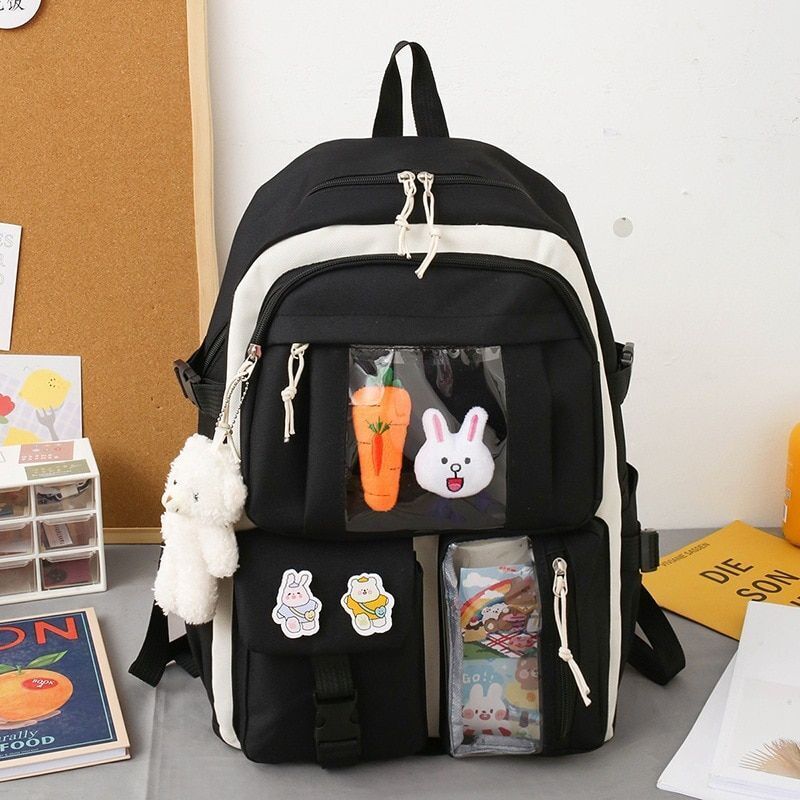 4 Pcs Sets Purple School Backpack School Bags 32*15*46CM Polyester Softback 20L
