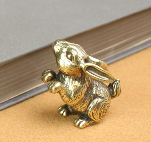 Rare Chinese Art old Brass toys rabbit Statue figure Tea Pet decoration A66