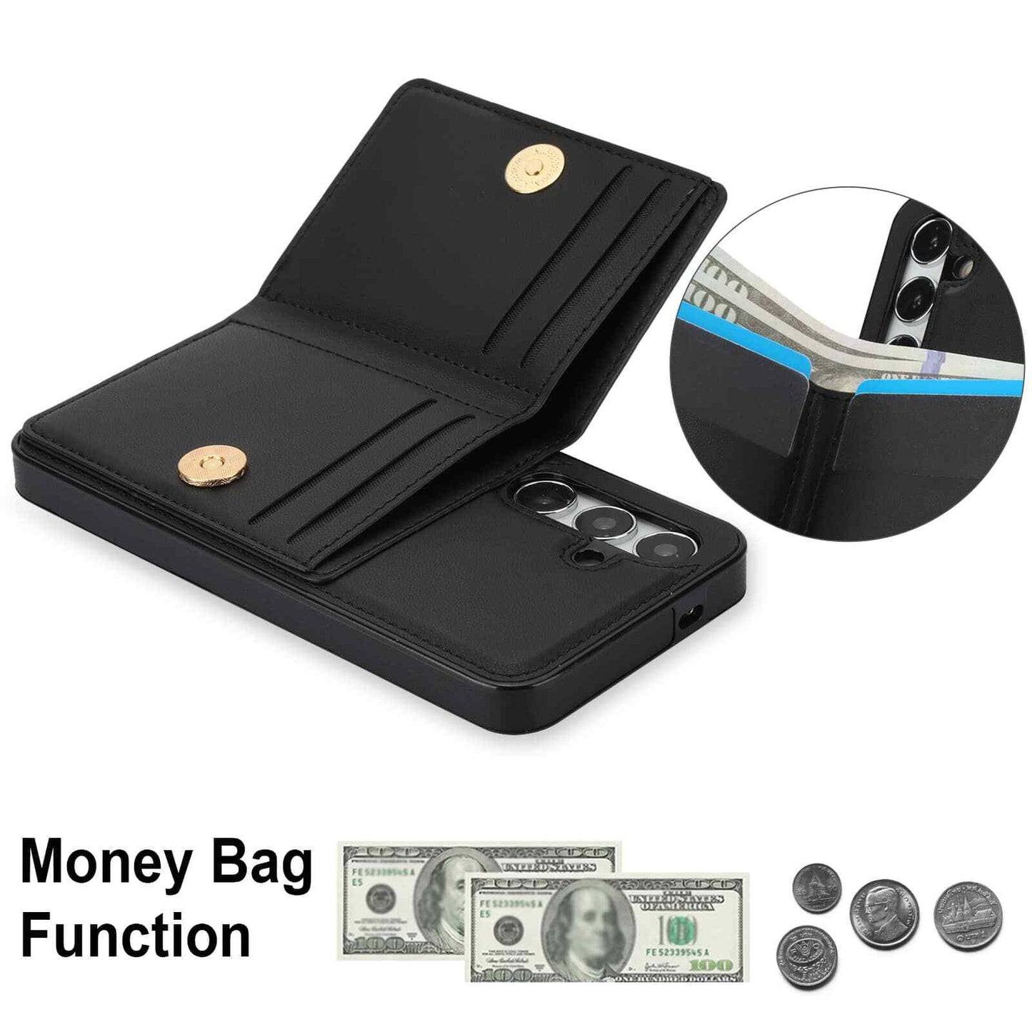 Wallet Case for Samsung Galaxy A55/A35/A25/A15/A14/A54/A53/A13/A52 Rotation Ring