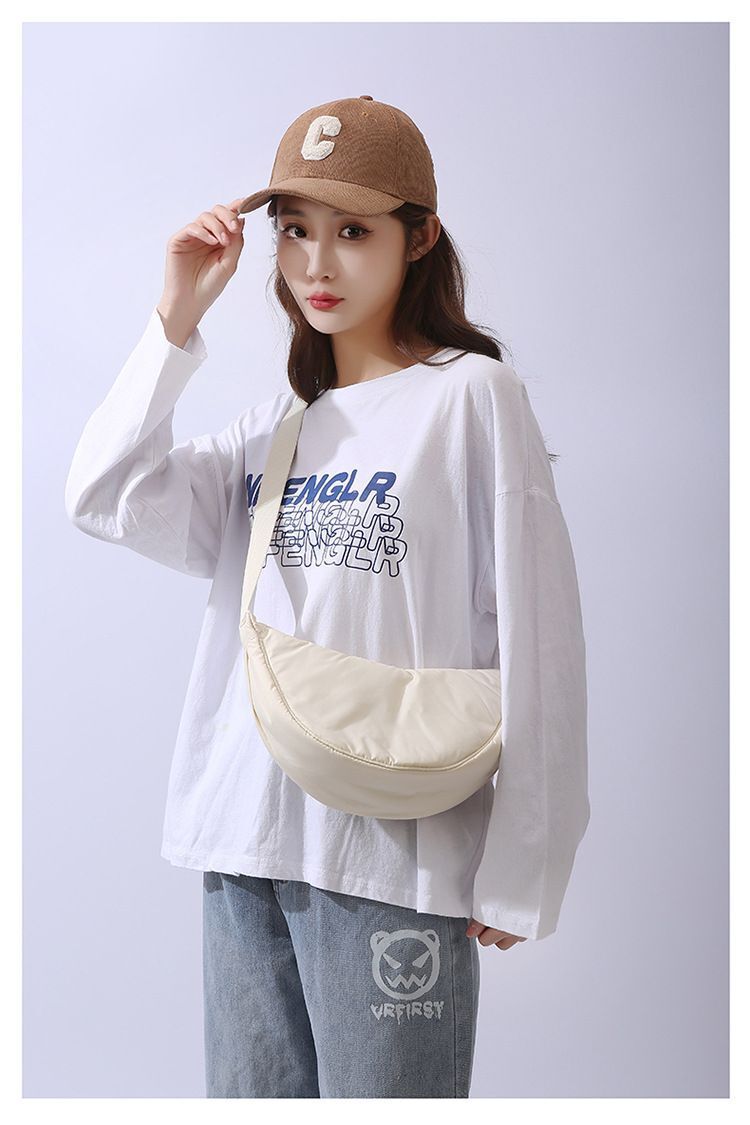 Simple Nylon Hobos Shoulder Bag Padded Messenger Small Purse Handbags 30*15*9CM