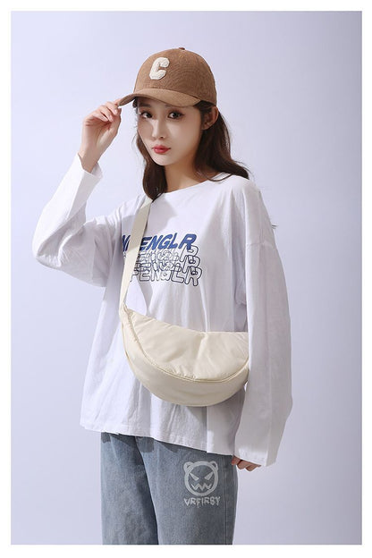 Simple Nylon Hobos Shoulder Bag Padded Messenger Small Purse Handbags 30*15*9CM