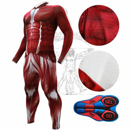 Cycling Jersey Red Muscle Giant Bike Shirts Printing Clothes Men's Human Costume