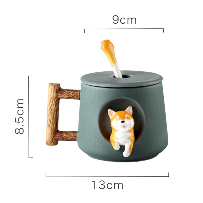 Ceramic Coffee Mug Lid Spoon Girls Gift Milk Tea Creative Breakfast Cups