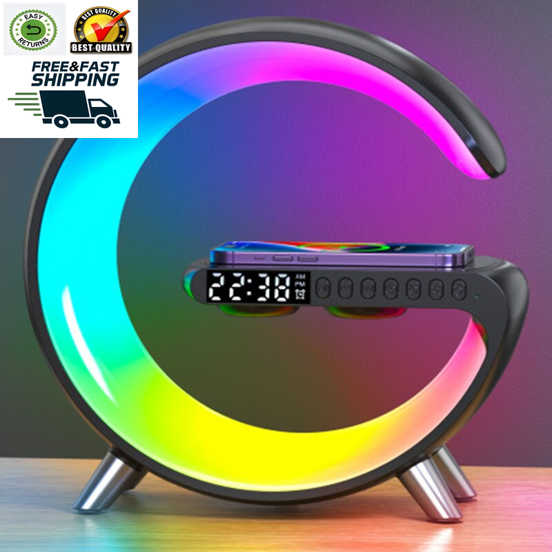 Multifunctional Wireless Charger Alarm Clock Speaker APP RGB Light Fast Charging