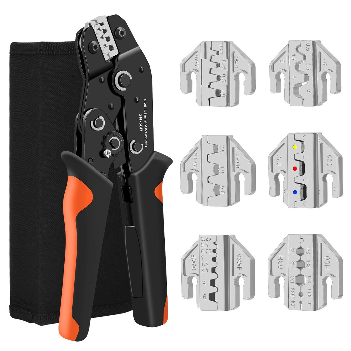 6in1 Crimping Tool Kit,Professional Ratchet Wire Crimper for Insulated Connector