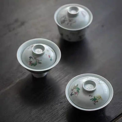 Retro Covered Bowl Japanese Tea Bowl Ingot Covered Bowl Kung Fu Tea Set
