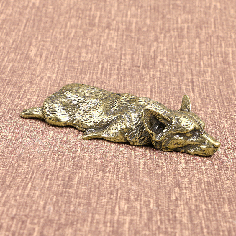 Solid Brass Corgi Dog Figurine Dog Statue Home Ornaments Animal Figurines Gift