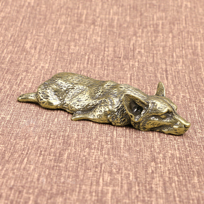 Solid Brass Corgi Dog Figurine Dog Statue Home Ornaments Animal Figurines Gift