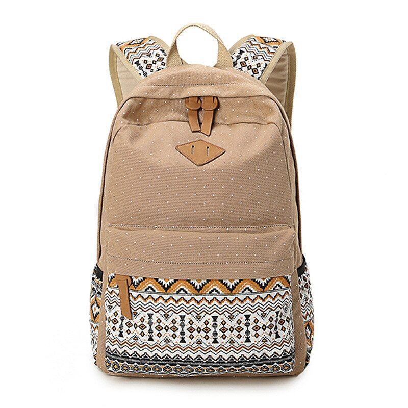 Canvas Printing Backpack School Bag Cute Black Polyester Purse Gray/Black/Purple