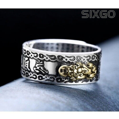 Adjustable Pixiu Wealth Luck Fengshui Women Men Healing Reiki Ring Xmas Gifts