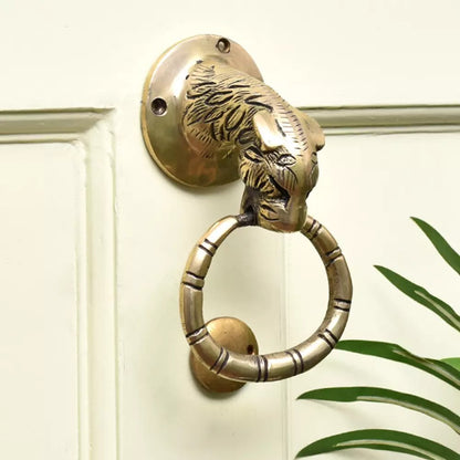 Antique Look Tiger Head Brass Ring Door Knocker Door Bell Home Decor