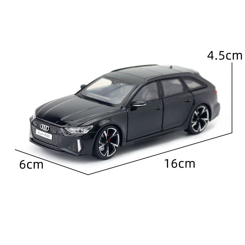 1:32 Diecast Audi RS6 2022 Metal Car Model Toy Door Open Sound Light Gift