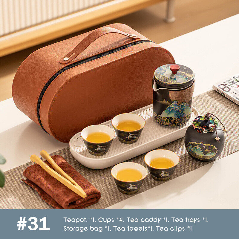 Outdoor Office Camping Tea Ceramic Set Porcelain Chinese Gongfu Tea Cup Set