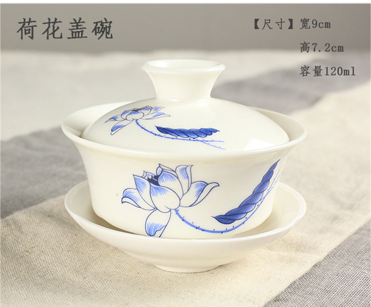 Chinese porcelain/zisha gaiwan covered teacup lid saucer ceramic handpainted cup