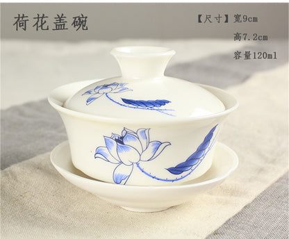 Chinese porcelain/zisha gaiwan covered teacup lid saucer ceramic handpainted cup