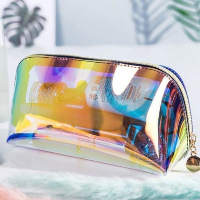 Fashion Laser Cosmetic Bag Traveling Dumpling Shape Transparent Toilet Purse 1PC