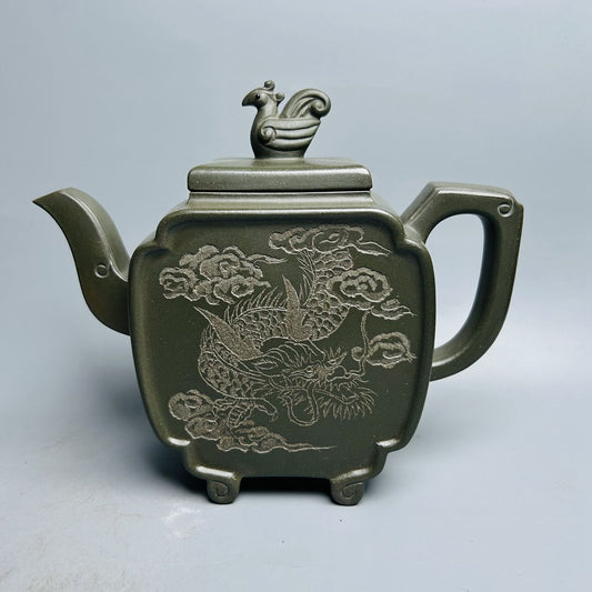 Vintage Chinese Yixing Purple Clay Teapot Zisha Ceremony Carving Dragon Tea Set