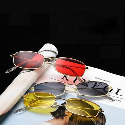 Small Sunglasses Square Hiking Retro Transparent Clear Frame Metal Frame Eyewear