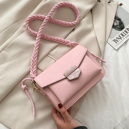 Shoulder Bag Weave Strap Crossbody Flap Messenger Purse Handbag Leather Pouch