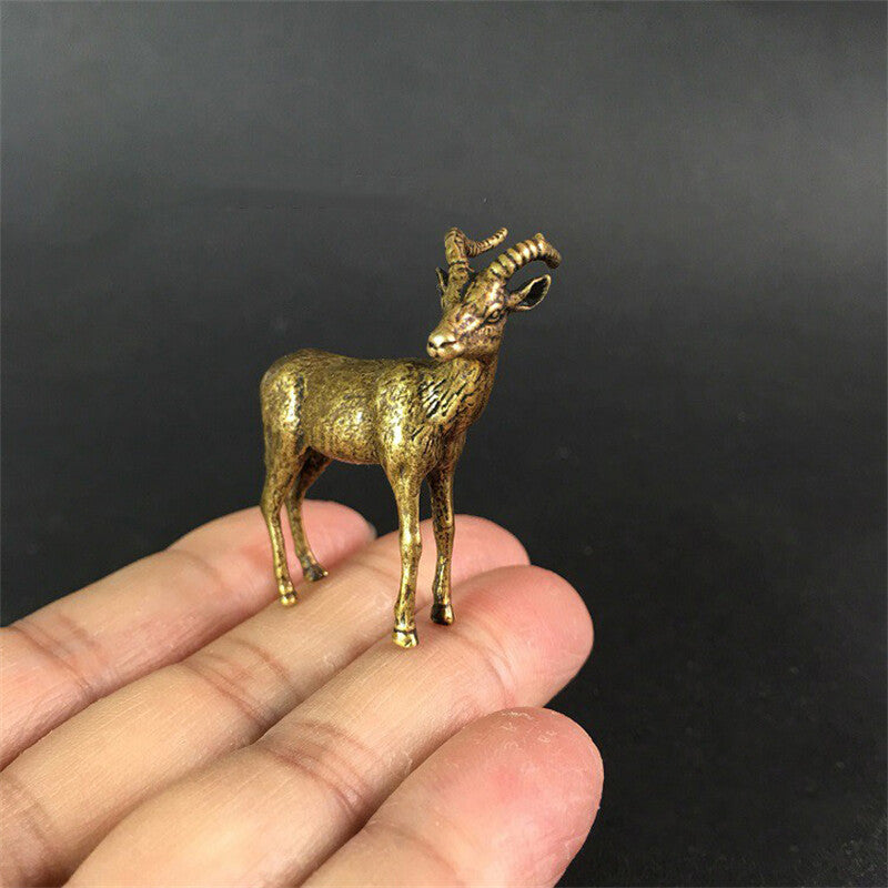 Brass Figurine Antelope Statue Antique Office Decor Gift Collectibles Home Cute;