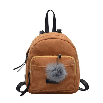 Backpack Corduroy Crossbody Bags Striped Soft Cloth Shoulder Purses 15*21*11 CM