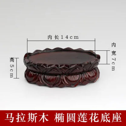 Guanyin Maitreya Lotus Oval Buddha Statue Vase Bonsai Home Decor Solid Wood Base