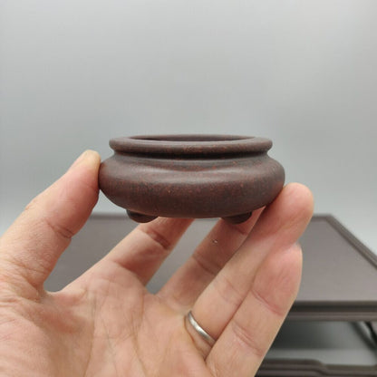 Dark Red Round Chinese Yixing Zisha Mame Bonsai Pot 2.25''x2.25''x1''
