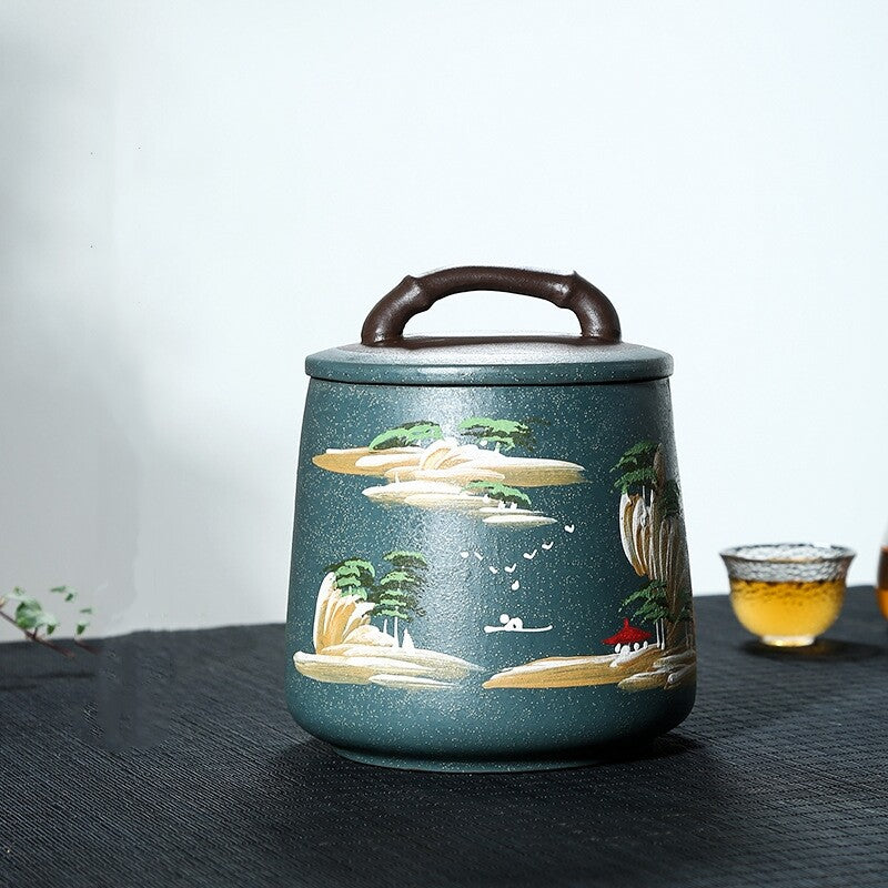 China Tea Caddy True Yixing Zisha Sealed Canister & Lid Handmade For Loose Tea
