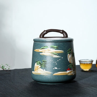 China Tea Caddy True Yixing Zisha Sealed Canister & Lid Handmade For Loose Tea