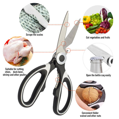 3xStainless Steel Kitchen Shears Heavy Duty Scissors for Meat Fish Chicken Bones